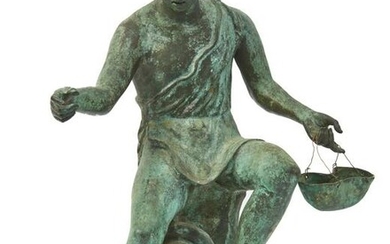 An Italian bronze Mercury form fountain head