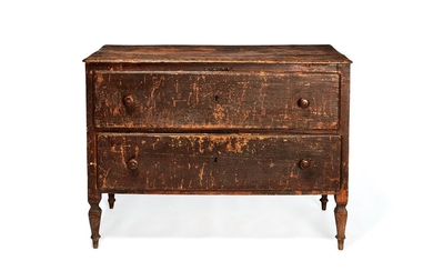 An Italian red painted wood commode