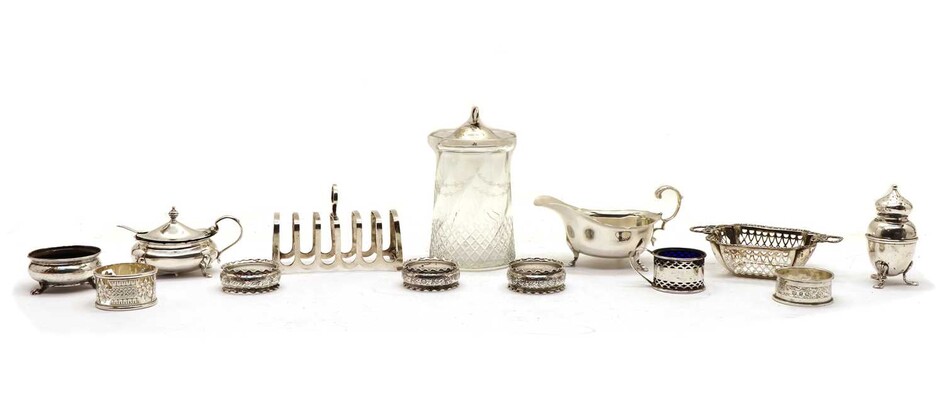 An assorted collection of silver items