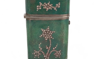 An early 19th century shagreen sewing etui, applied steel pi...