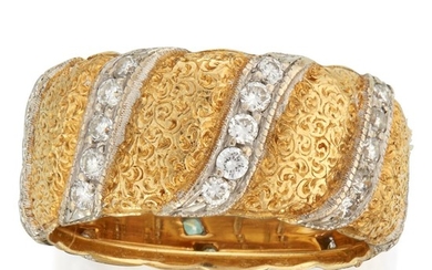 An eighteen karat gold and diamond band, Buccellati designed...