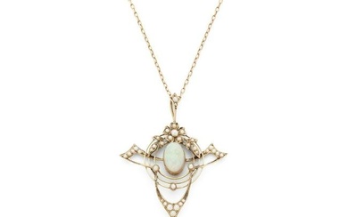 An opal and pearl pendant
