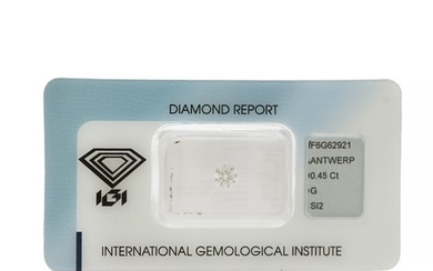 An unmounted brilliant-cut diamond, app. 0.45 ct. Colour: G. Clarity: SI2.