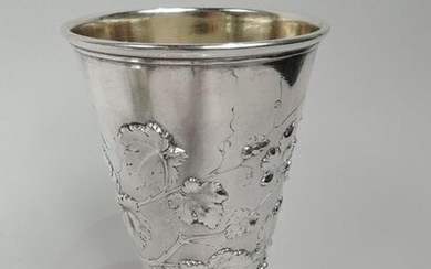 Antique Beaker Large Grapevine Wine Cup Highball German 800 Silver Bruckmann