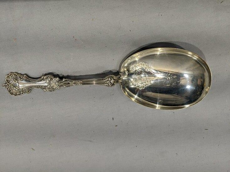 Antique FW Taylor Sterling Silver Ornate Serving Spoon