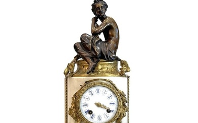 Antique French Marble & Gilt Bronze Taveau Freres Clock