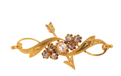 Antique Gold and Rose-cut Diamond Arrow Brooch