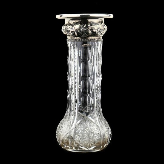 Antique Gorham Sterling Silver and Cut Glass Vase