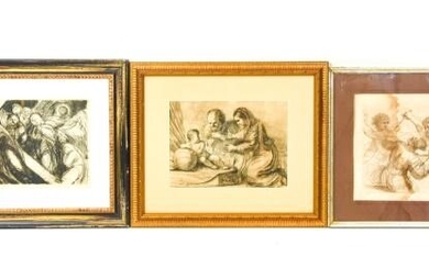Antique Religious Engravings Including Holy Family