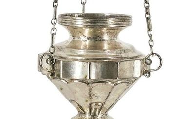 Antique Russian Silver Icon Lamp