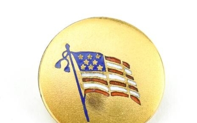 Antique Yellow Gold & Enamel American Flag Pin