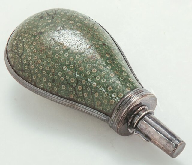 Antique shagreen covered powder flask