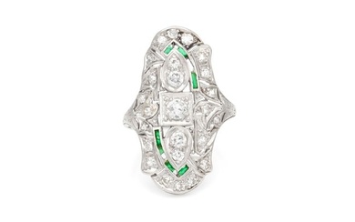 Art Deco Diamond and Emerald Ring