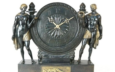 Art Deco Patinated Bronze Mantel Clock