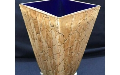 Art Glass Vase, Tobacco Leaves Decoration