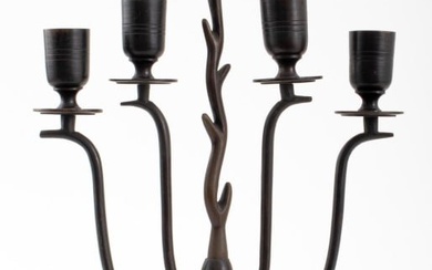 Arts & Crafts Style Bronze Five Arm Candelabra