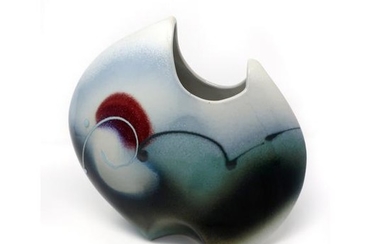 Asymmetric Hand Painted Studio Pottery Vase