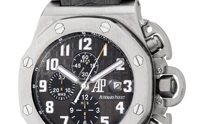 Audemars Piguet, Ref. 25863TI A fine, rare and large limited edition titanium chronograph wristwatch with date, guarantee and box, made in collaboration with Arnold Schwarzenegger for the film Terminator 3 - The Rise of the Machines