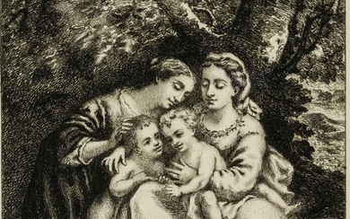 B. DAMMAN (1835-1912), Representation of the Holy Family, Etching