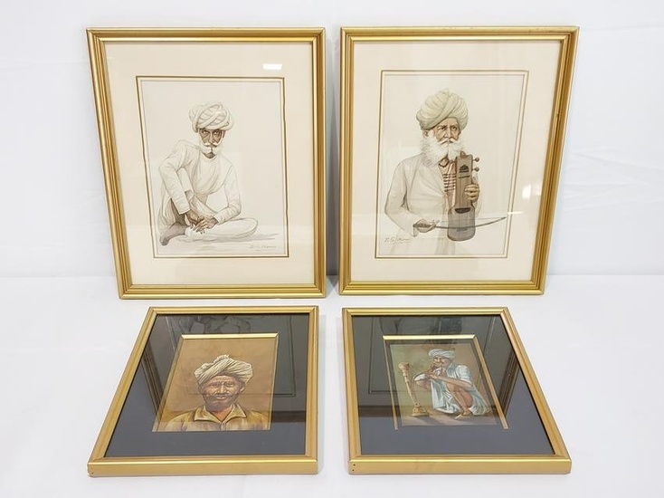 B.G. SHARMA (INDIA) WATERCOLOR PAINTINGS w/ 2 OTHE