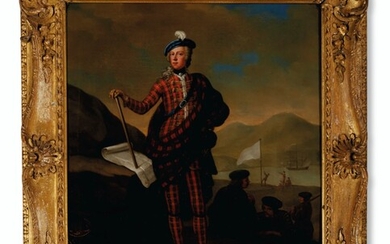 BRITISH SCHOOL (18TH CENTURY), Harlequin Portrait of Prince Charles Edward Stuart at Lochnanuagh in late July 1745 with the 'Seven Men of Moidart'