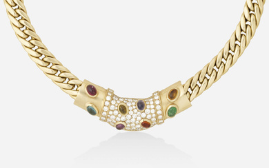 Balestra Diamond, multi-gem, and gold necklace