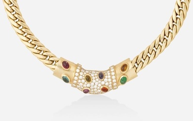 Balestra, Diamond, multi-gem, and gold necklace