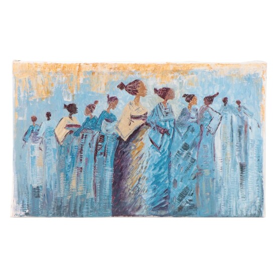 Bayo Ogundele Oil Painting "Mothers Conference," 2022
