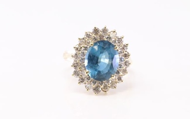Blue Topaz & Diamond Ring 14Kt.