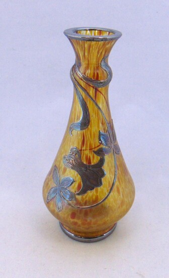 Bohemian Silver overlay glass vase