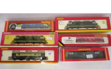 Box containing a collection of six various Hornby 00 gauge d...