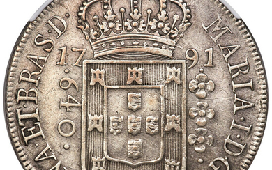 Brazil: , Maria I 640 Reis 1791-R AU Details (Cleaned) NGC,...