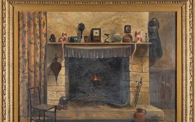 British School, 19th/20th Century The fireplace Oil on canva...