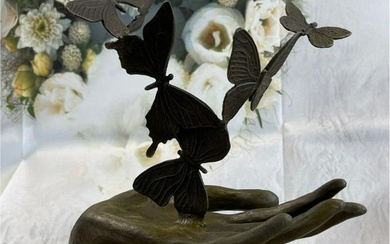 Butterflies in Hand Abstract Original Bronze Sculpture