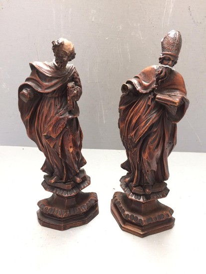 C17th French pair of carved saints