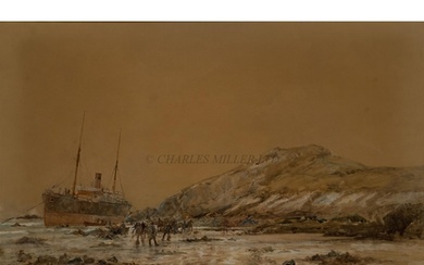 CHARLES EDWARD DIXON (BRITISH, 1872-1934) A coastal strandin...