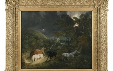 CONTINENTAL SCHOOL (19th Century,), Horses in a storm.