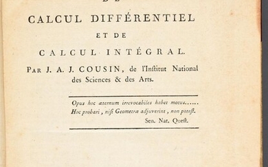 COUSIN, Jacques-Antoine-Joseph - Traité de calcul différentiel et de calcul intégral.