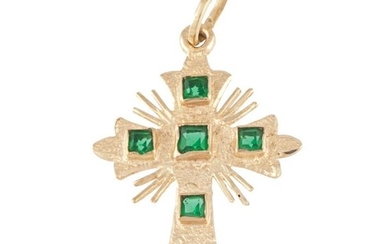 CROSS WITH EMERALDS.