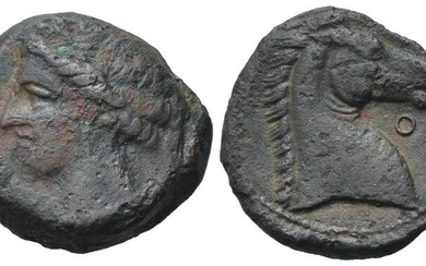Carthaginian Domain, Sardinia, c. 264-241 BC. Æ (18mm, 4.94g). Wreathed...