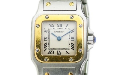 Cartier 1567 Santos 18K Gold/Steel 24mm Tonneau Swiss Quartz Women's Watch