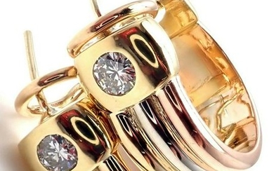 Cartier Trinity 18k Tri-Color Gold Diamond Hoop