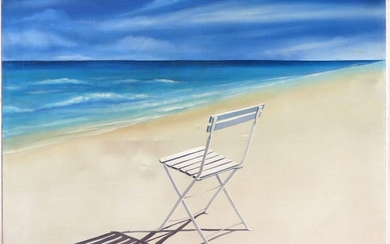 Cathy TELLIEZ. The Chair. Oil on canvas signed lower right (slight dents). 89 x 116 cm.