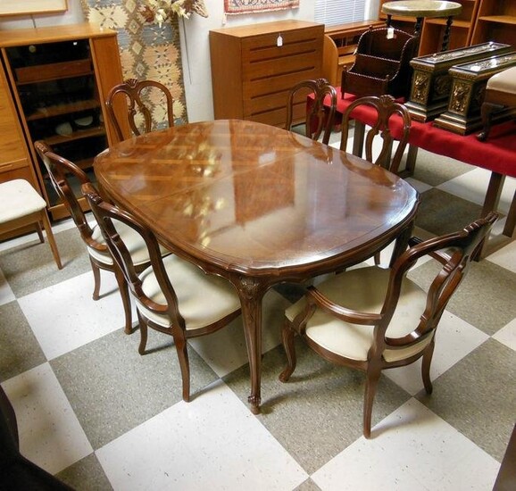 Century Furniture Parquet Top Dining Table with 6
