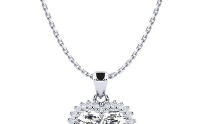 Certified 1.15 ctw Diamond Necklace - 14K White Gold