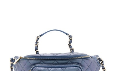 Chanel Iridescent Calfskin Quilted All About Waist Belt Bag Blue