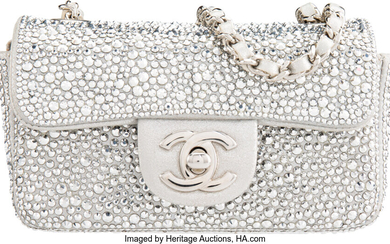 Chanel Silver Swarovski Crystal Mini Flap Bag with Silver...