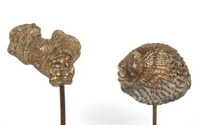 Charles DELPORTE (1928 - 2012) Masque et poisson deux sculptures en bronze...