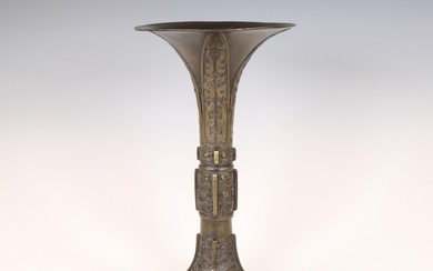 China, an archaistic bronze vase, gu, Ming dynasty, 17th century