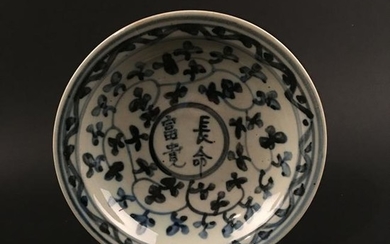 Chinese Blue-White 'Longevity with Wealth' Porcelain
